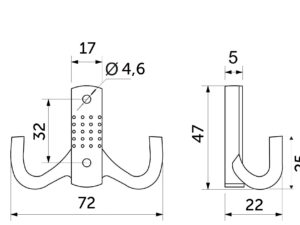 Крючок меб. двухрожковый мет. WP12 старое золото GRIDLI 44722