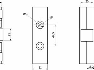 Соединитель 3-х труб перпендикулярный для квадр. трубы 25*25 QUADRO, хром AKS