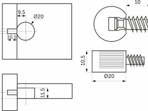 Полкодержатель d20 со штоком-евровинтом 6*10 прозрачный 92288