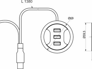 Разветвитель USB, 3 выхода, мат. хром, AKS 115380