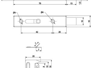 Задвижка мебельная (шпингалет) никель, AKS 116102
