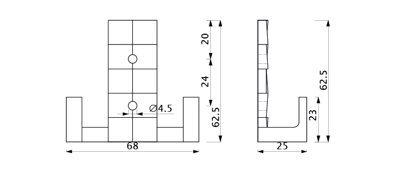 Крючок меб. двухрожковый мет. TETRIS старое золото AKS 56843