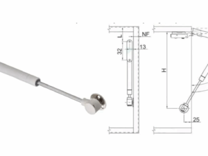 Подъёмник газовый с амортизатором 100N GTV, алюминий 15953