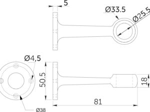 Держатель дистанционный проходной трубы d25 (994), хром AKS 14214