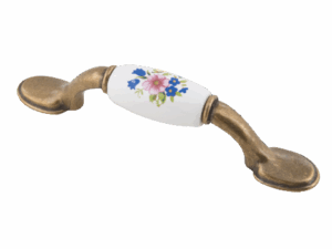 SF03-03-76 BA (MF2027) Ручка-скоба с фарфором, 76 мм бронза/белая 60/300   133048