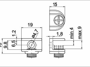 Полкодержатель для стекла регулируемый под шуруп мет. MV-09 хром AKS 23029