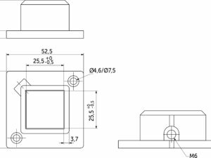 Крепление (розетка) для квадр. трубы 25*25 QUADRO, хром AKS 112448