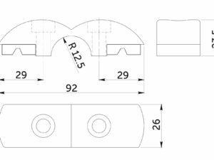 Соединитель стекло/плита к трубе d25 (551) двойной (с вкладышами), хром AKS 14288