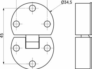 Петля секретерная металл/металл d35мм никель AKS плоская 109633