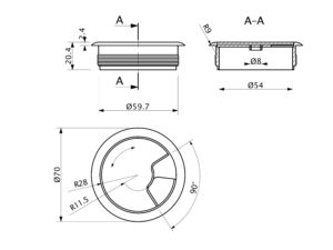 Пропуск кабельный пластик D60мм венге 29456