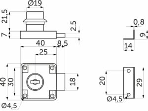 Замок для распашной двери механический 138, золотой, AKS LIGHT 117308