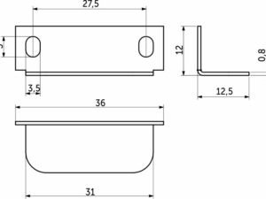 Планка ответная угловая к замку AKS увеличенная 106081