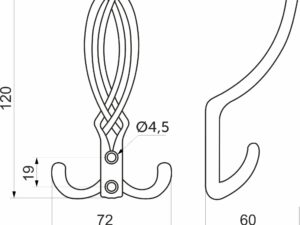 Крючок меб. трехрожковый мет. PALAZZO античная латунь AKS 81198