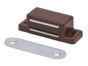 Защёлка магнитная одинарная коричневая, 2.5 кг, с ответной планкой, 107111