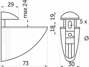 Полкодержатель PELIKAN средний, мат. хром, AKS 65060