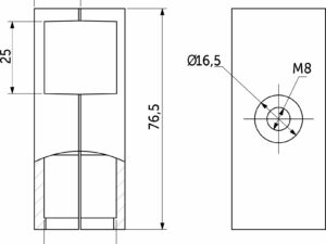 Соединитель 2-х труб для квадр. трубы 25*25 QUADRO, хром AKS