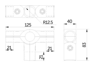 Соединитель 4-х труб d25 (562) угловой, черный AKS 112435