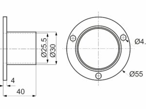 Крепление (розетка) трубы d25 (510Е) высокое, хром AKS 14301