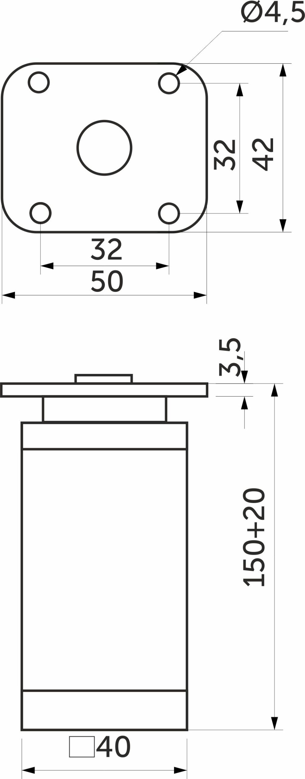 Опора меб. алюм. DAКP-27 h150 с регул. черный матовый 112790