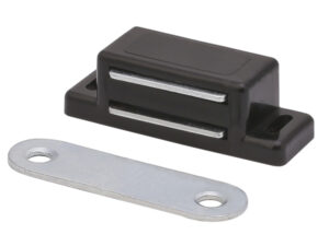 Защёлка магнитная одинарная черная, 2.5 кг, с ответной планкой, 115001