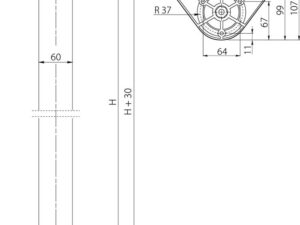 Опора 60х710 "innovo" с верхним креплением, черная 10623