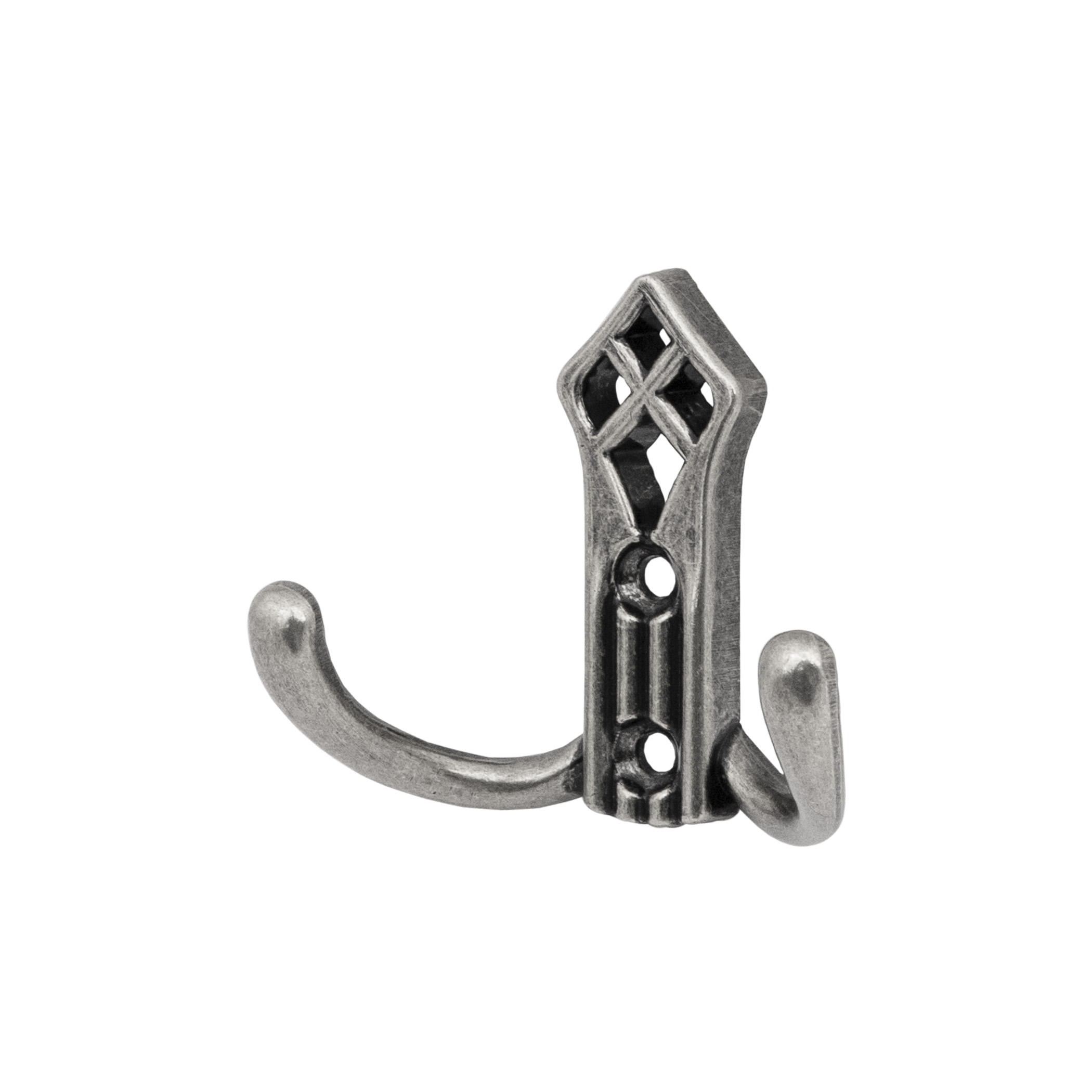 Крючок меб. двухрожковый мет. PALAZZO античное серебро AKS 81196