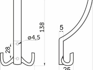 Крючок меб. трехрожковый мет. WP14 черный AKS 69611
