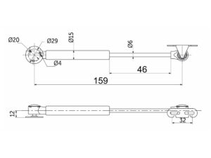 Подъемник газовый верхний 60N короткий серый AKS 23136