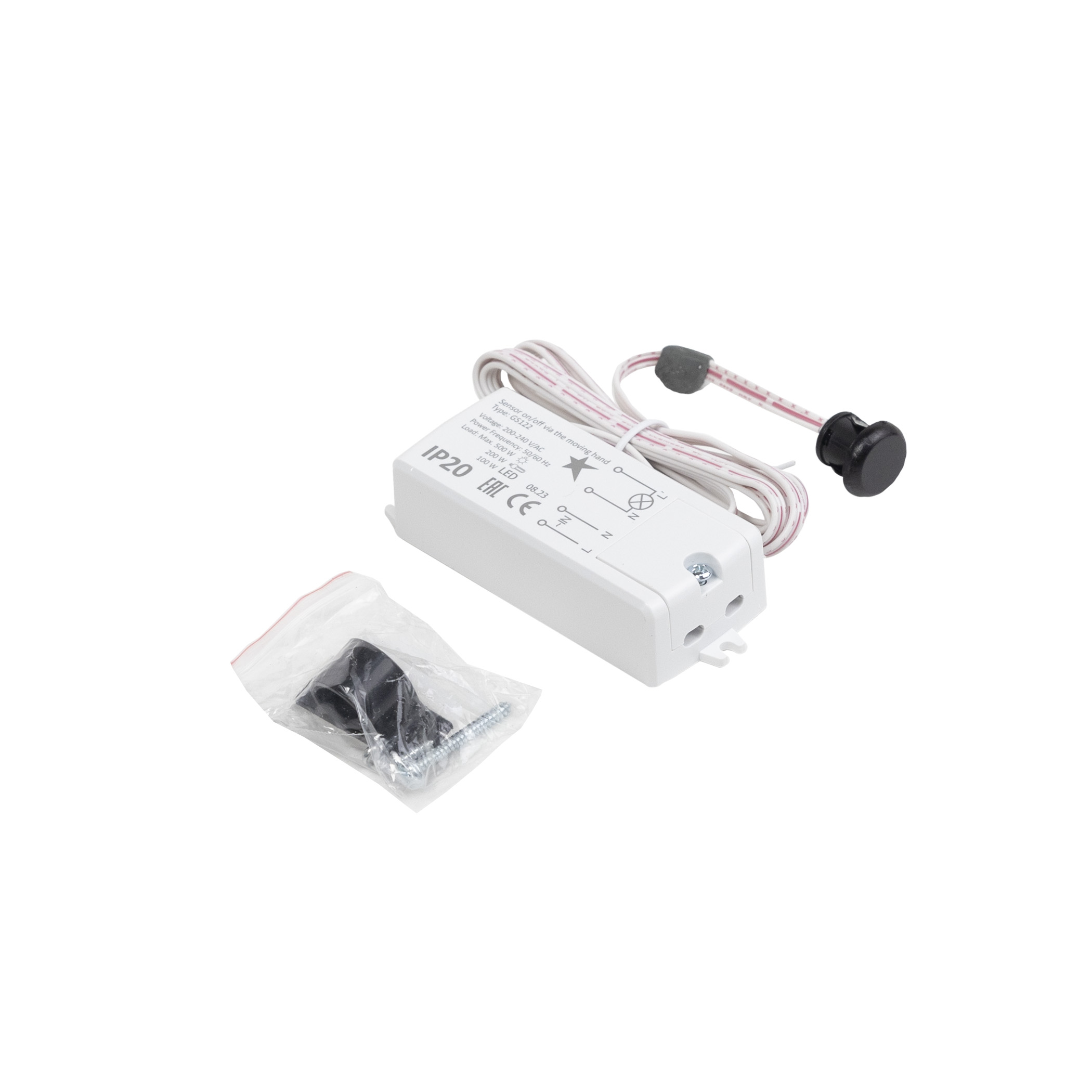 Выключатель бесконтактный на движение (на взмах руки), врезной, 230V AC, 500W, GS 112492