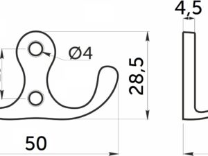 Крючок меб. двухрожковый мет. WP19 сатин GRIDLI 69403