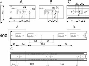 Направляющая шариковая L-400 h=45 PRIME by AKS 114824