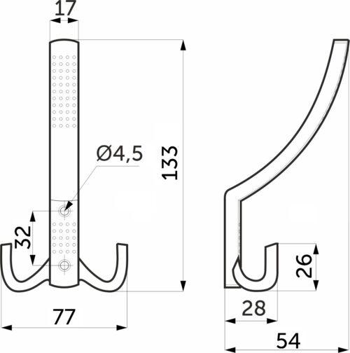 Крючок меб. трехрожковый мет. WP11 хром матовый GRIDLI 113575