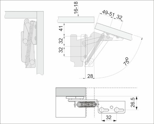 Подъемный механизм верхний AKS JUNIOR 13321