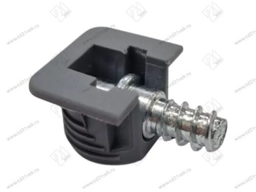 Полкодержатель врезной d15мм (серый) + шток-евровинт, для деревянных полок Флиппер 0307255