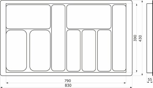 Лоток для столовых приборов 900 LINER 830*430, белый AKS 117244