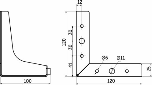 Опора меб. мет. h100 угловая хром AKS 64750
