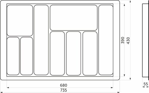 Лоток для столовых приборов 800 LINER 735*430, графит AKS 117237