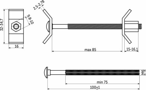 Стяжка для столешниц L-100 (уп/200шт) AKS 13267