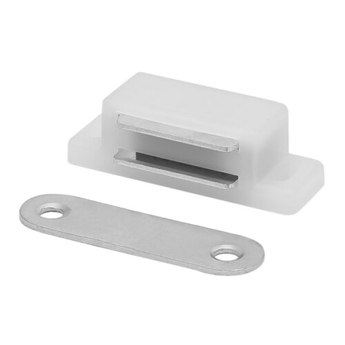 Защелка магнитная мебельная белая малая AKS (присадка планки-33мм) 38440