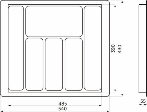 Лоток для столовых приборов 600 LINER 540*430, белый AKS 117210