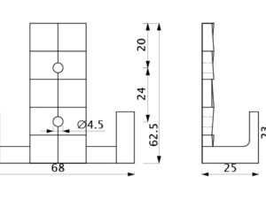 Крючок меб. двухрожковый мет. TETRIS старое золото AKS 56843
