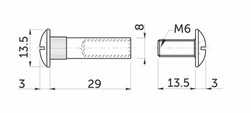 Стяжка межшкафная d8 М6х29мм (уп/500шт) AKS 39533