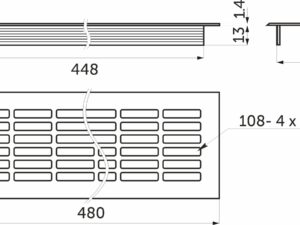 Решетка вентиляционная 480х80мм черная алюминий AKS 65797