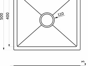 Мойка н/сталь, квадратная одночаш, 500*500мм, графит, PVD покрытие, врезн на столеш, AKS 3,2 116870