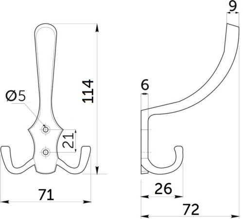 Крючок меб. трехрожковый мет. WP59 хром матовый GRIDLI 75805
