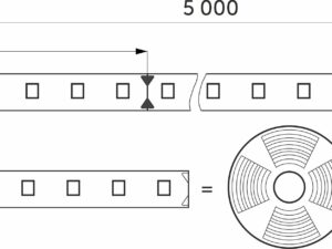 Лента светодиодная - 14,4W/m, 24V, 8мм, 2835, 180 д/м, IP20, теплый (3000K), CRI>80, 1600 Lm, 115300