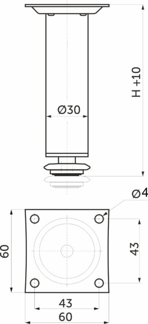 Опора меб. мет. D-150 h150 с регул. черный матовый AKS 112792