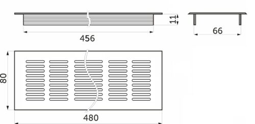 Решетка вентиляционная 480х80мм серебро алюминий AKS 47688