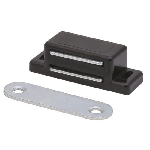 Защёлка магнитная одинарная черная, 2.5 кг, с ответной планкой, 115001