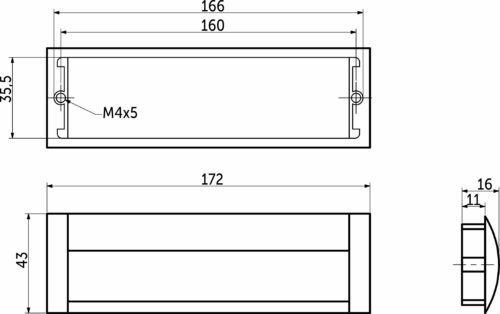 Ручка меб. врезная алюм. WPY 326 160 алюминий AKS 21096